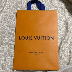 Louis Vuitton Tangerine Tote with Navy Handles